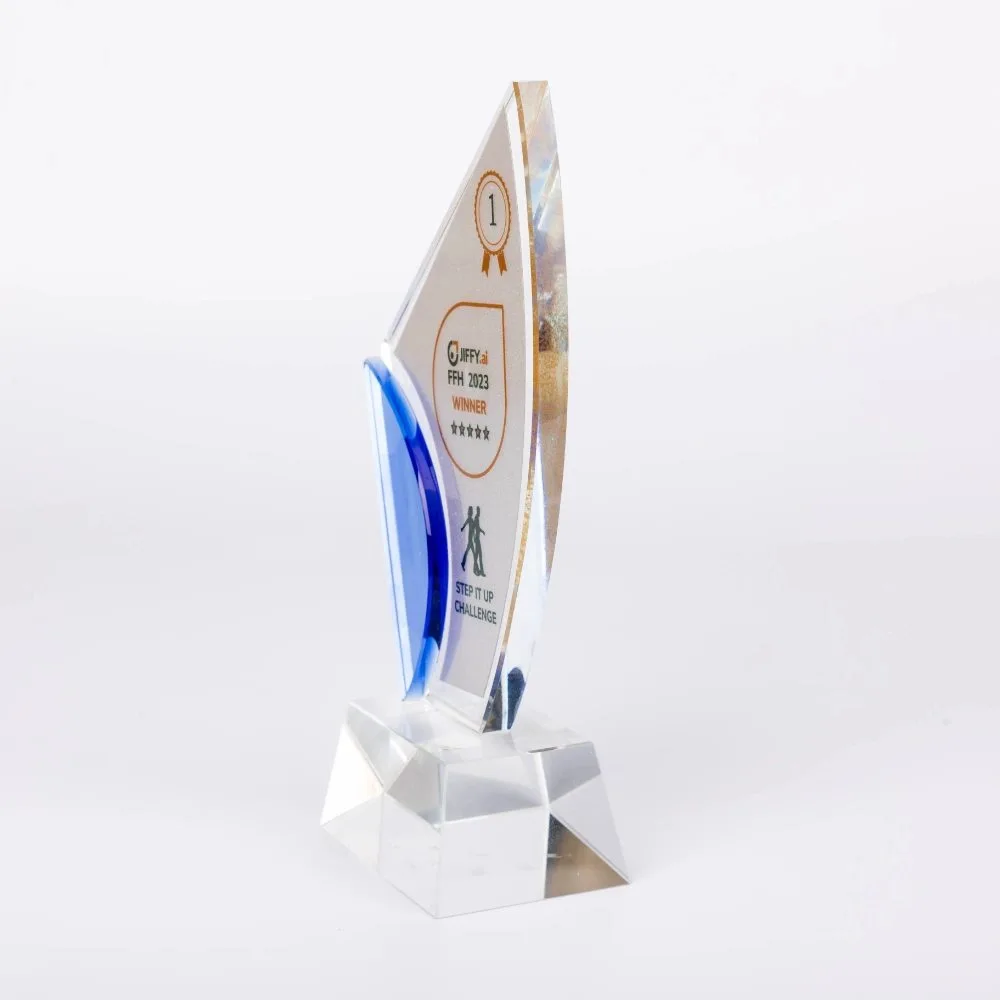 Blue Edge Curved Trophy